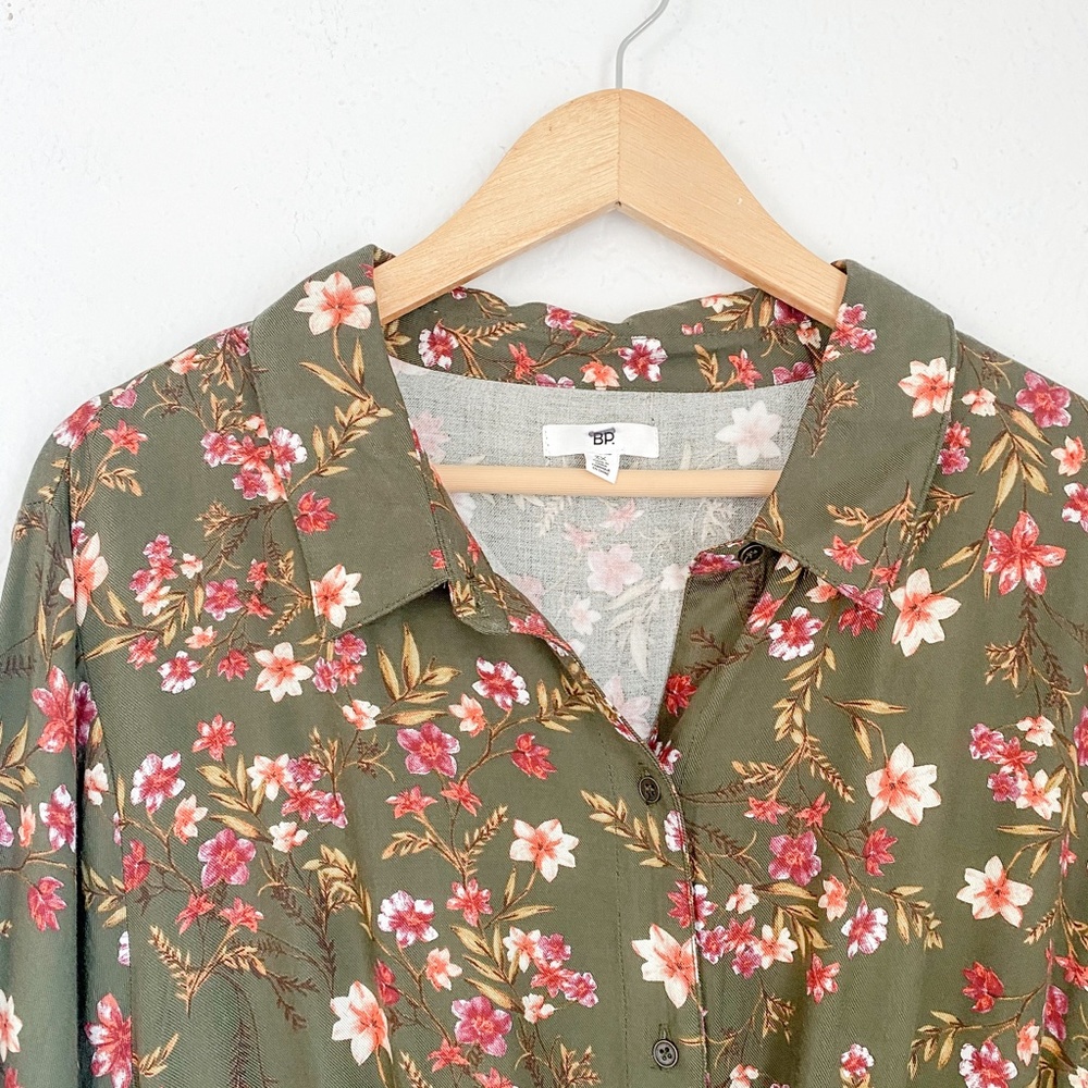 Nordstrom BP. NEW Green Floral Button Down Midi Dress Sz 3X - Picture 8 of 10